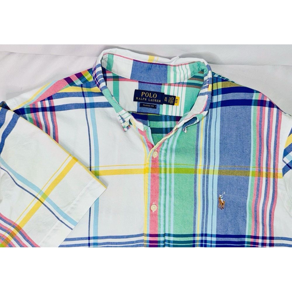Polo Ralph Lauren Mens XL Multicolor Short Sleeve Button Down Shirt Classic Fit